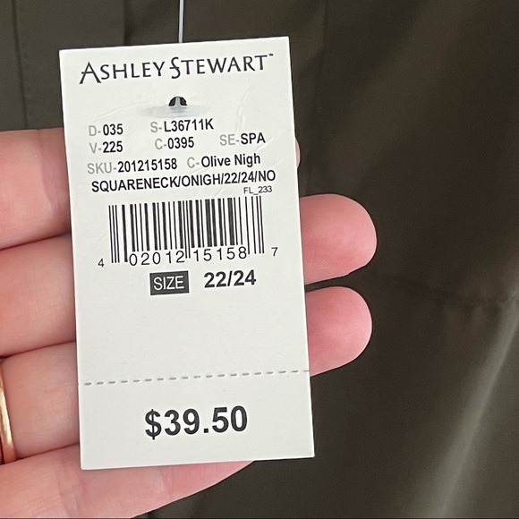 ASHLEY STEWART | Square Neck Flowy Blouse Shade Olive Night - Picture 3 of 7